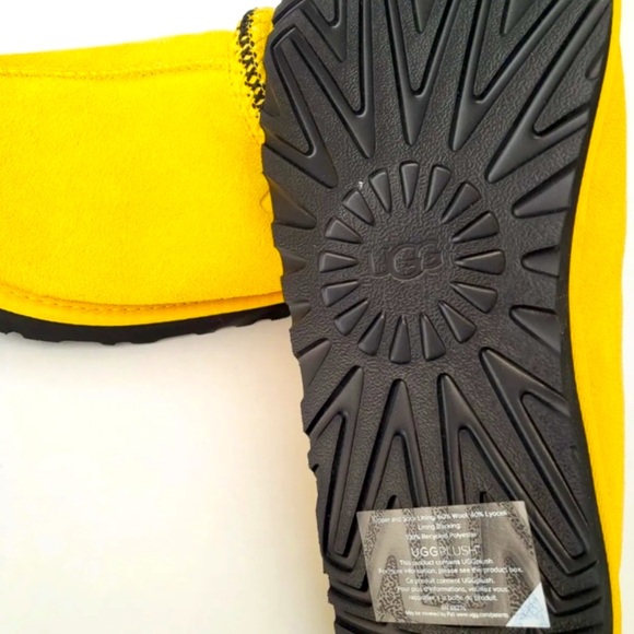 NEW LIMITED YELLOW UGG Men’s Tasman fur Suede Slippers Size 12 - Picture 9 of 9